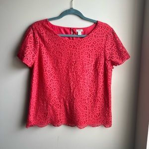 J. Crew Coral Lace Blouse